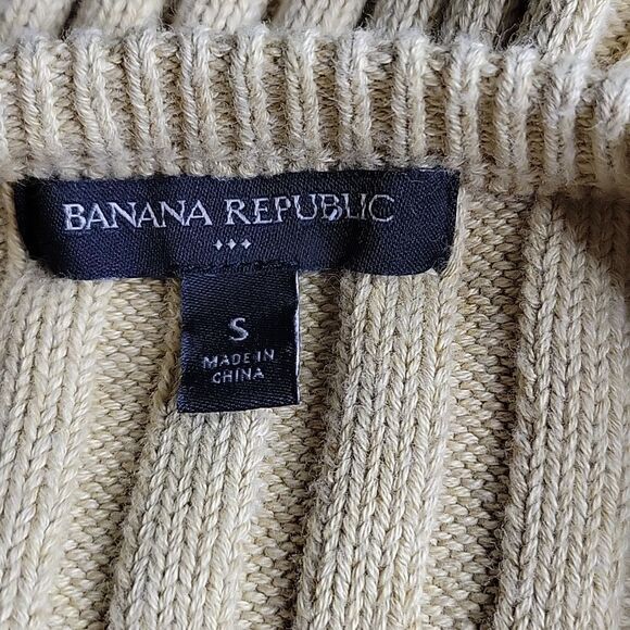 BANANA‎ REPUBLIC Gold Yellow Cotton Cable Knit Sweater Small - Picture 6 of 6